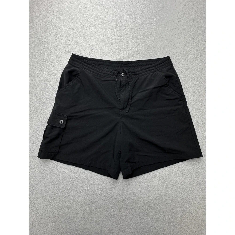 Patagonia Shorts Womens 12 Black Cargo Outdoor Drawstring Waist Pocket Hiking - Picture 1 of 14
